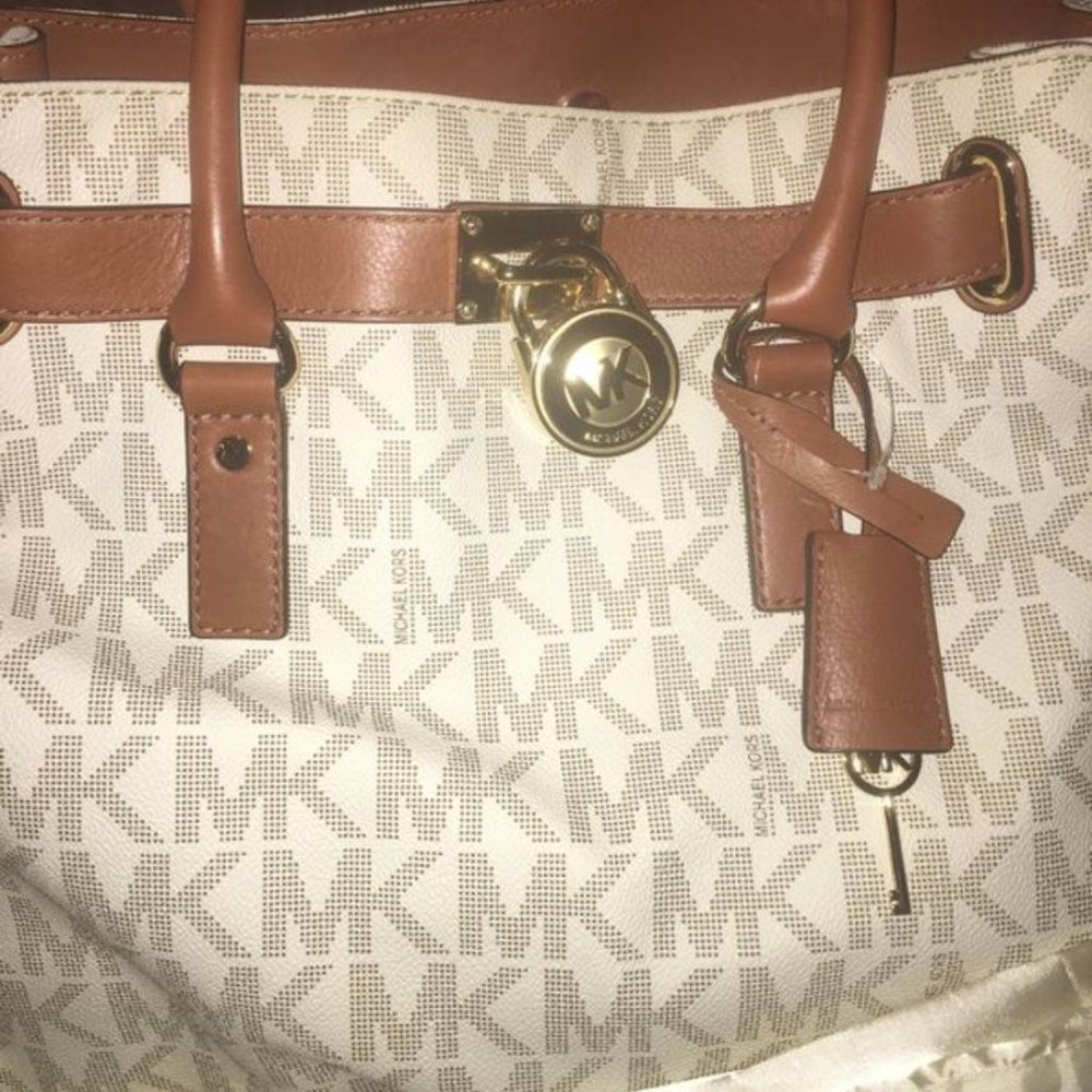 Michael Kors Hamilton Vanilla Tote Purse LARGE